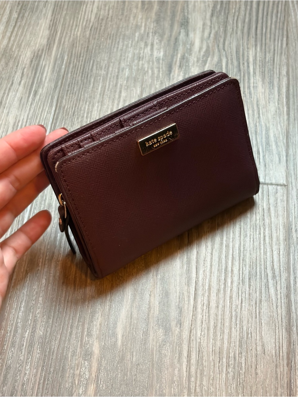 Kate Spade Burgundy Compact Bifold Wallet
